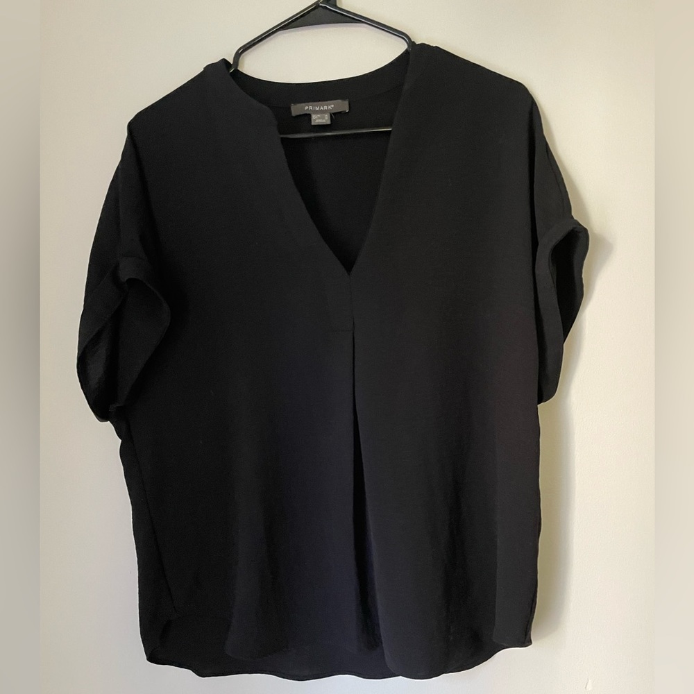 Black Flowy Short Sleeve Primark Shirt, Size 10